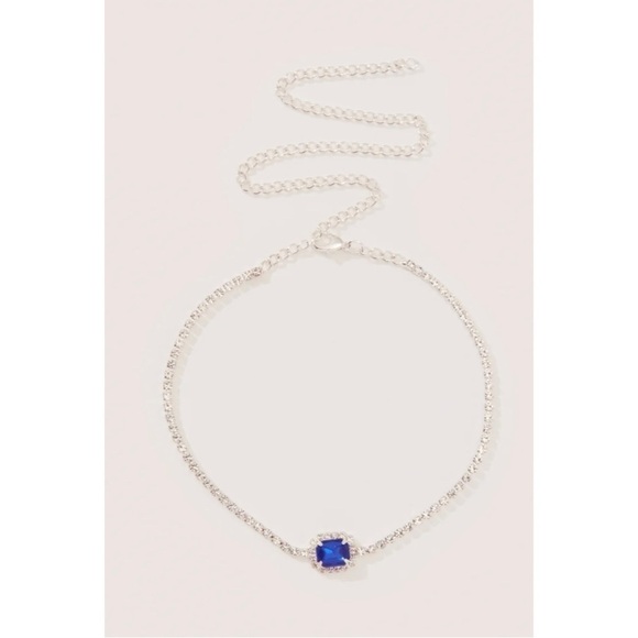 NEW 8 Other Reasons Silver Blue Rhinestone Gem Material Girl Necklace Chocker - Picture 5 of 7